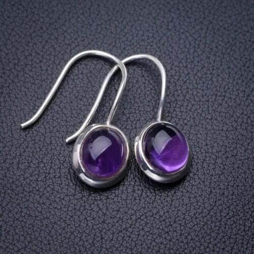 StarGems Natural Amethyst Handmade 925 Sterling Silver Earrings 1.25" E1154