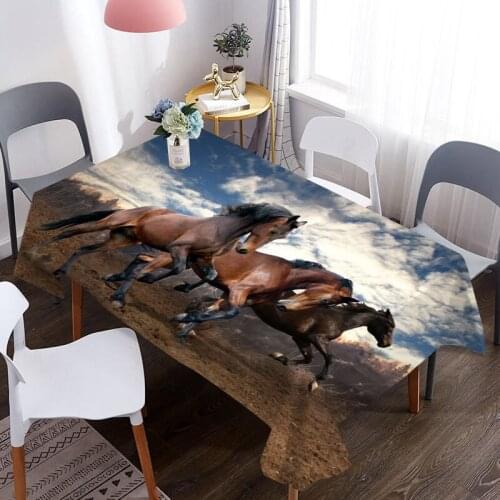 3D Table Cover African Grassland Horse Pattern Coffee Tablecloth Picnic Table Cloth Birthday Party Dinner For Home Decoration
