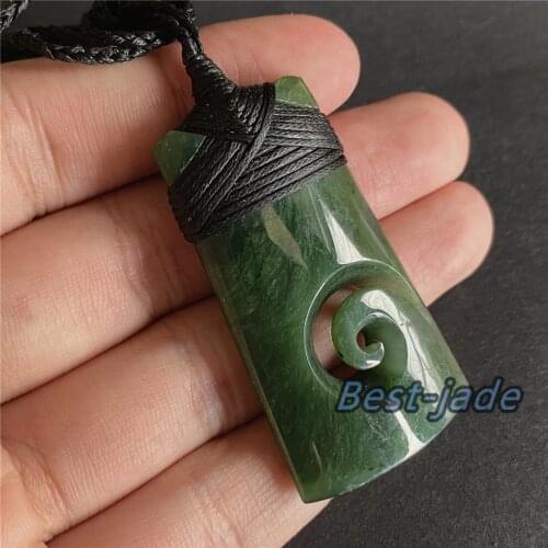 Special Natural Green Nephrite Axe Hook pendant Maori style Jewelry gift NZ POUNAMU Necklace Canadian jade Aquaman Greenstone