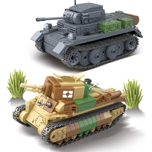 Medium Military Tank Type 89 Light Tank Luchs VK1303 Building Blocks WW2 Soldier Army Weapons Bricks Children Toys Gifts