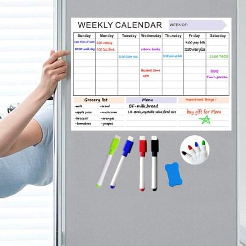 Dry-Erase Calendar Whiteboard Magnetic Calendar for Refrigerator Monthly Weekly Daily Planner for Family Home White Board Marker