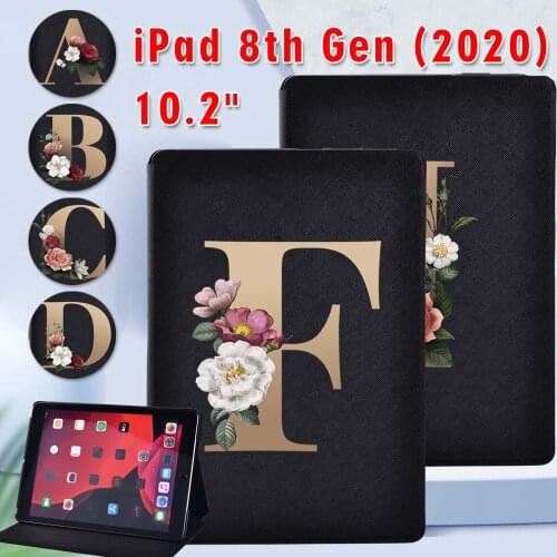 High-quality Tablet Cover Case for Apple IPad 8 2020 8th Generation 10.2 Inch Letter Print Pattern + Free Stylus