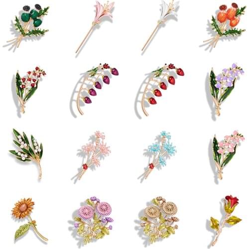 Female Enamel Plant Flower Daisy Rose Brooch Pins For Women Elegant Magnolia Ladybug Dress Coat Suit Casual Wedding Jewelry 2021