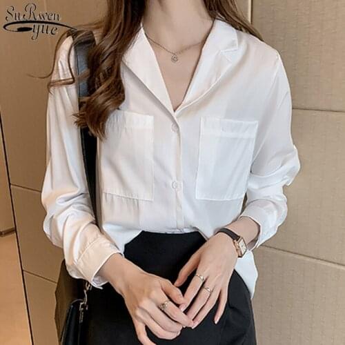 Women Shirt 2021 Korean OL Style Loose Casual Shirts Long Sleeve Blouse Fashion Suit Collar Office Lady Clothes Plus Size 8875