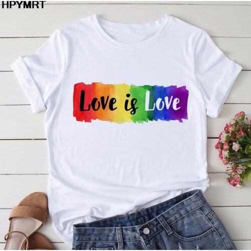 Love is love color print T-shirts for Women new summer fashion Tees Shirt Femme harajuku O-neck T Shirt Tops Streetwear Clothing