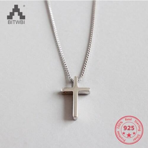 100% Genuine S925 Sterling Silver Pendant Simple Wild Cross Female Necklace Gift