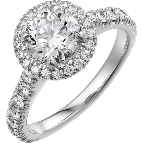 14K Au585 White Gold Ring Women Wedding Anniversary Engagement Party Ring 4 Claw Round Moissanite Diamond Elegant Trendy Cute