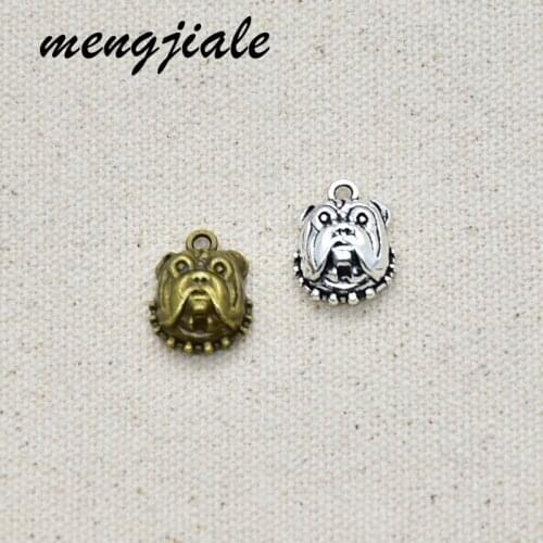 12PCS Wholesale Vintage Metal Dog Head Charms Bulldog Pendants For Jewelry Making DIY Handmade