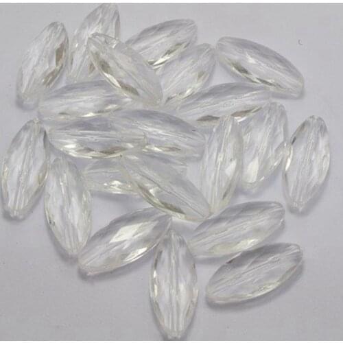 50 Clear Acrylic Faceted Flat Oval Tube Beads 26X12mm Transparent Beads