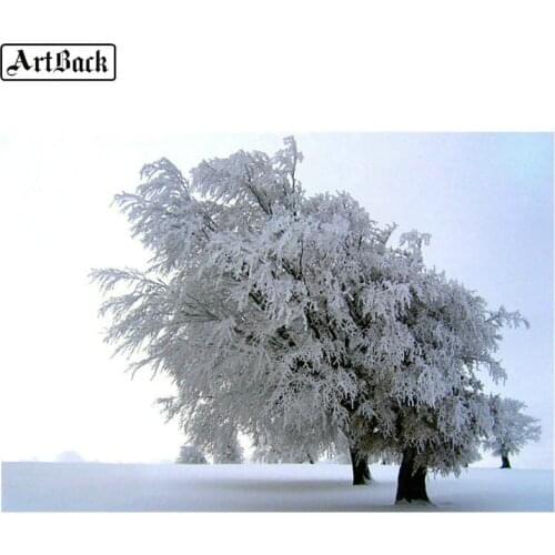 5d diamond painting snow tree winter landscape full drill square 3d diamond embroidery full round diamond mosaic