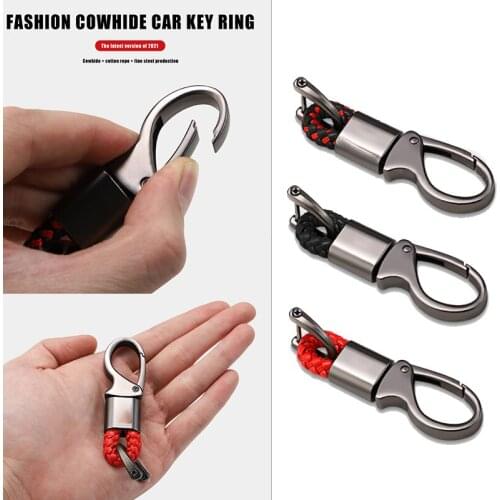 Car Key Ring Leather Zinc Alloy Weave Straps For Hyundai i20 ix35 i30 Getz ix25 Elantra Creta Accent Tucson Solaris Car styling