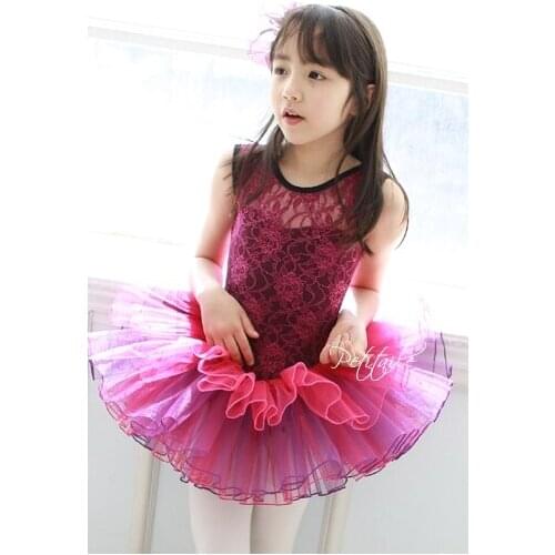 Hollow Lace Wedding Birthday Party Dress Ballet Clothes Children Rose Dancing Disfraces Ballet Gymnastics Leotard Tutu Costumes