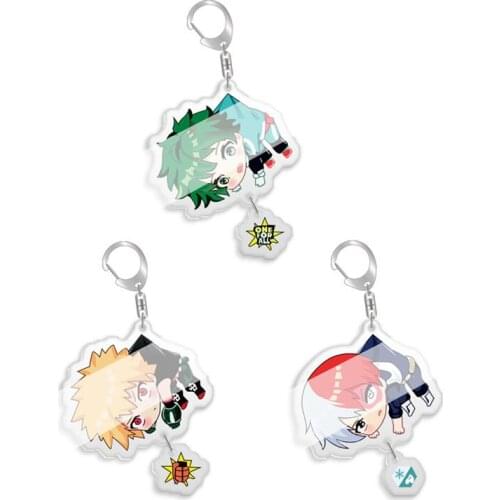 Funny Anime My Hero Academia Keychain Todoroki Shouto Cosplay Double Sided Transparent Acrylic Key Chain Cute Jewelry Fans Gift