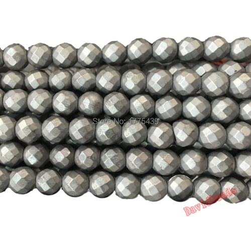 Free Shipping Natural Stone Faceted Frost Dull Polish Matte Hematite Beads 8 MM Pick SizeFor Jewelry Making DIY