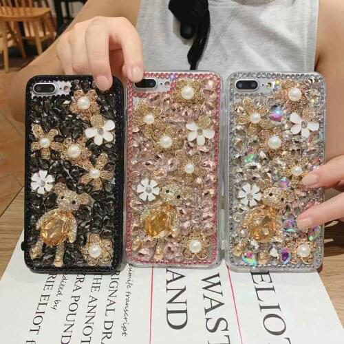 Cartoon bear Diamond Case For Samsung Galaxy A10 A30 A40 A50 A70 A90 M10 M20 M30 A9 2018 A7 2018 3D Crystal Rhinestone Cover