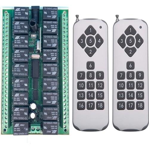 DC 12V 24V 18CH 18 CH Radio Controller RF Wireless Remote Control Switch System Transmitter + Receiver 315/433 MHz/Garage Doors