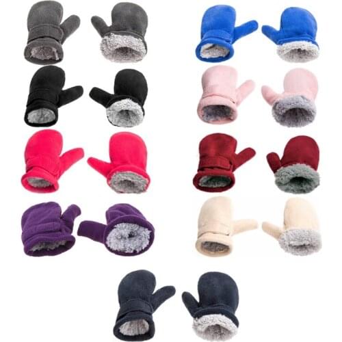 Toddler Infant Winter Mittens Lined with Fleece Easy-on Baby Boy Girls Warm Thick Gloves Outdoor