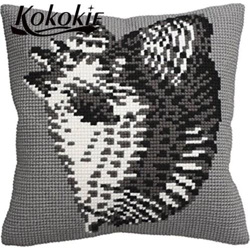 Diy knitting needles kit for pillow Marine life embriodered mats Cross stitch fabric embroidery cushion cover kits pillow kit