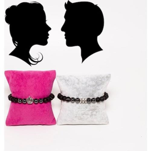 For couples Passion Wristband Bangle Set Smoky Agate-Hematite