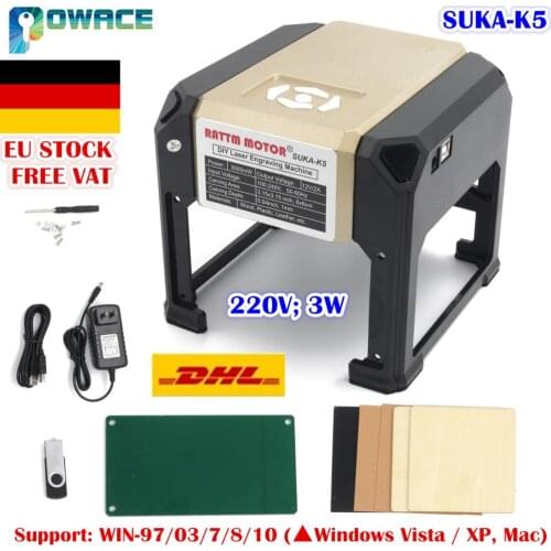 [EU SHIP] SUKA-K5 220V 3W Carving Mini Laser Engraving Machine Small Portable Computer Engraving Machine Electric Wood Carving