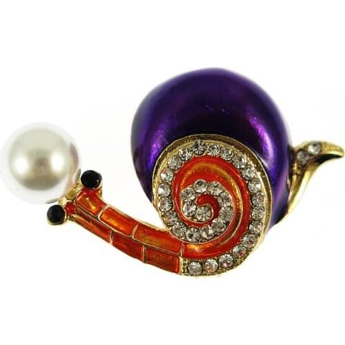 Purple Enamel Cute Snails Insect Decorative Brooches Pins For Women Men Crystal Brooch Bijouterie Animal Brooches Jewelry Gifts