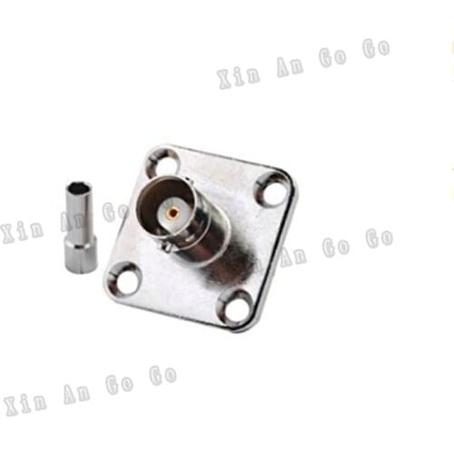 BNC female crimp RF connector BNC female crimp 4 Hole Panel Mount Jack for RG316 RG174 LMR100 coaxial cable fast ship