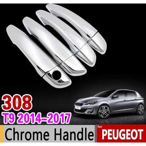 For Peugeot 308 t9 2014-2017 Chrome Handle Cover Trim Set 2nd Gen 308sw 308GT GTI 2015 2016 Car Accessories Stickers Car Styling