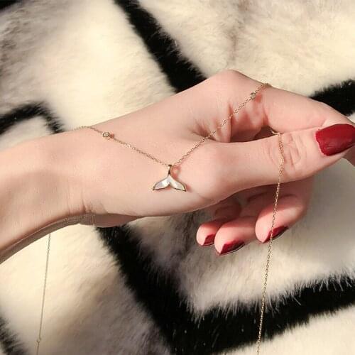 Fine Jewelry Fashion Elegant Fishtail Pendant Necklace With Shell Opal Womens Wedding Charm Clavicle Chain Best Valentines Gift