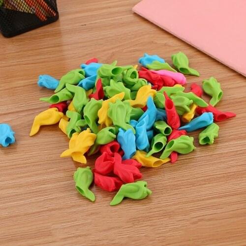 Stationery Pen Grips 10Pcs Colorful Silicone Pencil Holder Kids Learning Writing Correction Supplies Back To School Stationary