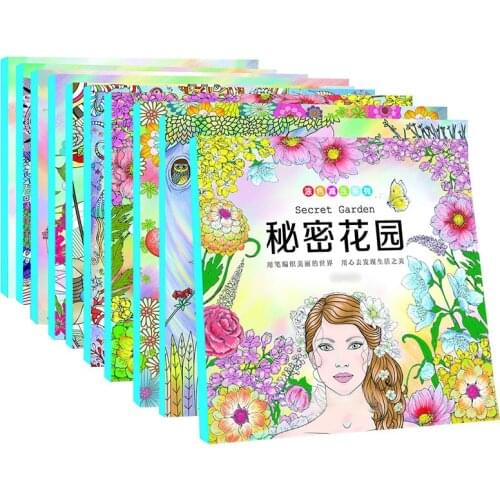 10 books Adult Decompression Hand-painted Coloring Book Secret Garden Childrens Drawing Book Pupil Graffiti Painting Book
