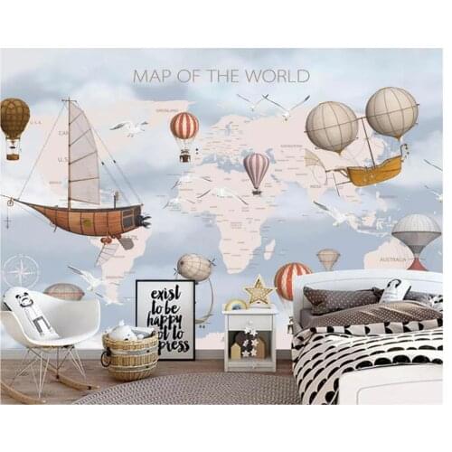 Beibehang Indoor beautiful decorative painting three-dimensional childrens 3d wallpaper map background wall papers home decor