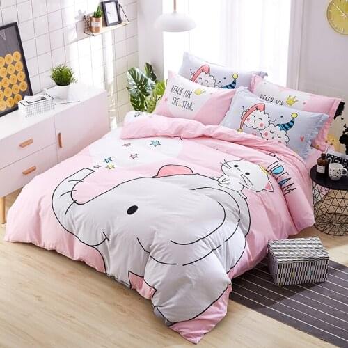 100% Cotton Bedding Set Elephant Panda Whale and Cow Print Pattern Suitable for Children and Adults Single Full Double Size