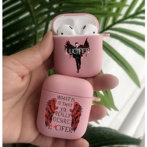 Fashion American TV Degenerate angel Lucifer pink TPU Bluetooth Earphone Airpods Cover for Airpods 2 Airpods1 Airpods pro