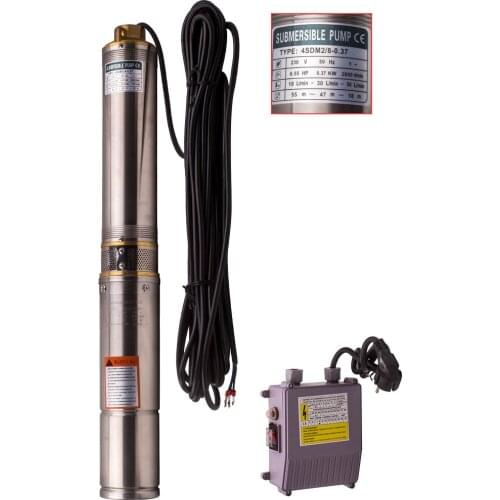 0.37KW Electric Submersible Pump 55m 6000 L / H 4 "for wells 2850rpm 0.5HP Borehole Deep Well Water Pump+20 m cable 6000 L/H