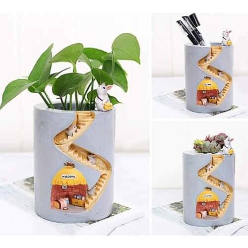 2021 New Creative Plants Flower Pots Ornaments For Succulent Plants Pot Decorated Desk Garden Living Room With Hedgehog Family