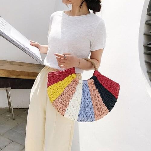Wholesale Fashion Straw Bag Women Summer Rattan Bag Handmade Woven Bohemia Beach Ladies Handbags Wicker Travel Bag Big Tote Bag