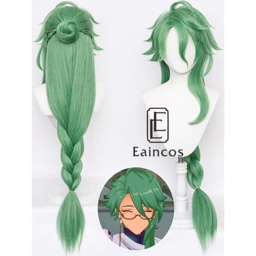 BaiZhu Cosplay Wig Genshin Impact Unisex Long 100cm Ponytail Wig Anime Cosplay Hair Heat Resistant Synthetic Wigs