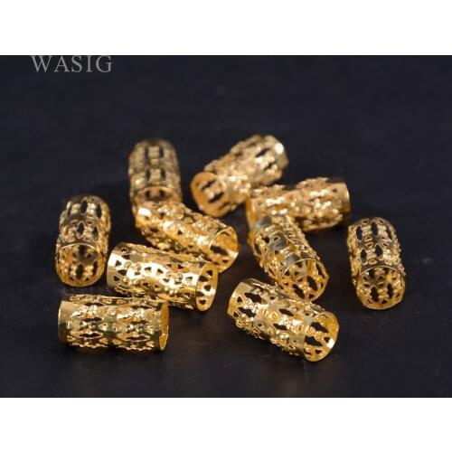 New 34pcs/pack Gold Plated Hair Braid Dread Dreadlock Beads Adjustable Braids Cuff Clip 8MM Hole Micro Ring Bead DIY Hairstyling