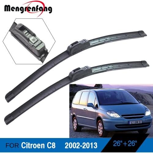 For Citroen C8 Car Styling Soft Rubber Wiper Blade Frameless Front Windscreen Wiper Blades J Hook Arms 2002-2013