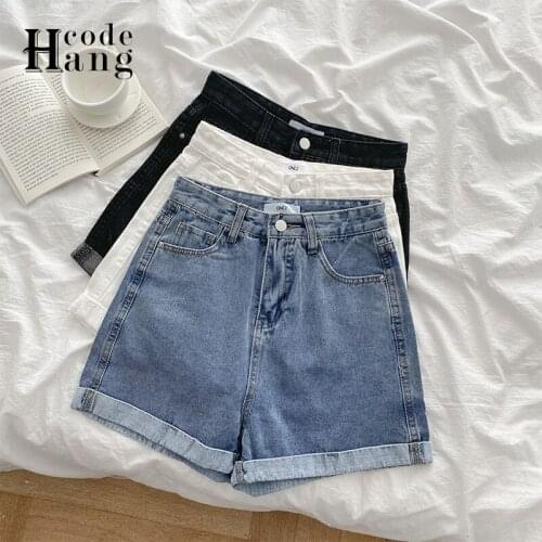 HangCode Summer Shorts 2021 New High Waist Causal All Match Denim Shorts Women Brief Solid Short Jeans Pants Chic Bottoms