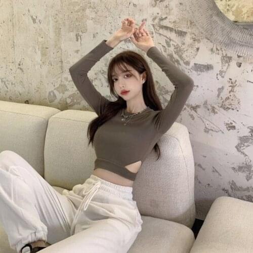 Sports Top Fitness Long-Sleeved Short Sexy Tight-Fitting Bottoming Breathable Women Thin Waist Yoga Running Workout T-Shirt