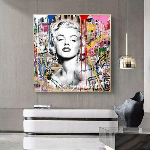 Street Graffiti Art Marilyn Monroe Canvas Painting Poster Prints Cuadros Wall Art Pictures for Home Decor (No Frame)
