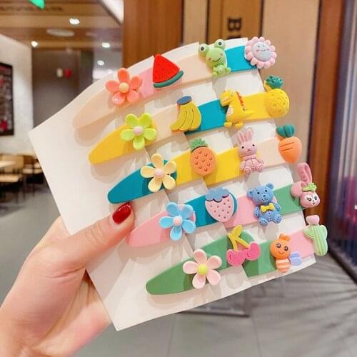 New Cute Childrens Hairpin Fruit Animal Flower Baby Hairpin Little Girl Broken Hair Edge Clip BB Clip Hair Accessory Gift