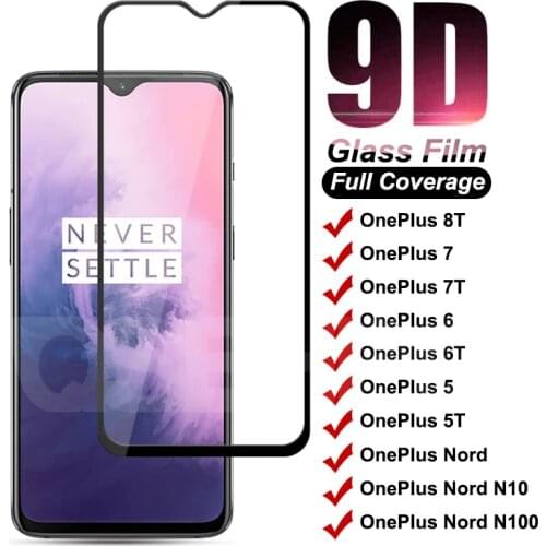 9D Full Protective Glass For Oneplus 5 5T 6 6T 7 7T 8T Screen Protector 1+7 1+8T One Plus Nord N10 N100 Tempered Glass Film Case