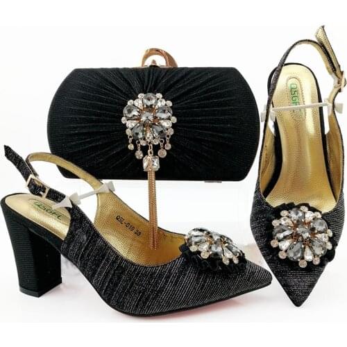 Lastest Hot Sale Red Color Italian design Ladies Winter Wedding Shoes and Bag Set shoes women heels African Matching in women