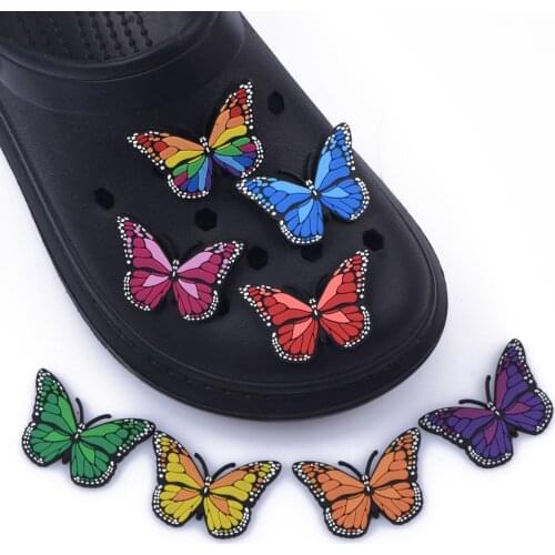1pcs Butterfly PVC Shoe Charms Croc JIBZ Decoration Black Girl Magic Accessories Clog Shoe Charm for Kids Gift