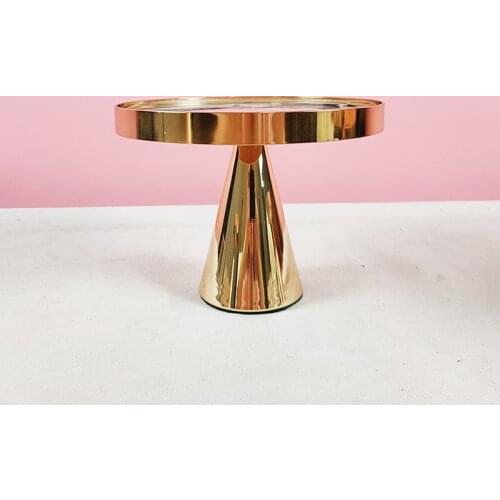 1pcs Gold Cake Stands Mirrored with Shining Crystal Beads