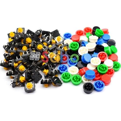 100PCS Tactile Push Button Switch Momentary Tact Cap 12*12*7.3MM Micro switch button Cap
