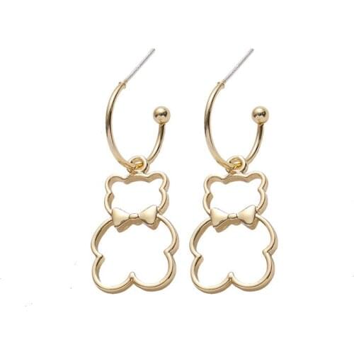 12 pair /lot fashion jewelry metal cute bear earrings for women