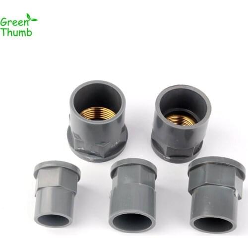 15pcs Cooper Female Thread 20*1/2"25*1/2"25*3/4"32*3/4"32*1" Reduced Straight PVC Connector Grey Pipe Fittings Agricltural